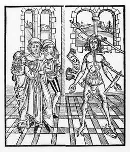 Zraněný muž z „Das Buch der Cirugia“ vydaného ve Štrasburku, 1497